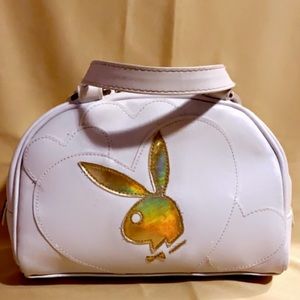 ♦️HTF♦️VINTAGE PLAYBOY HOLOGRAPHIC LOGO BOWLER BAG♦️MINT CONDITION!!